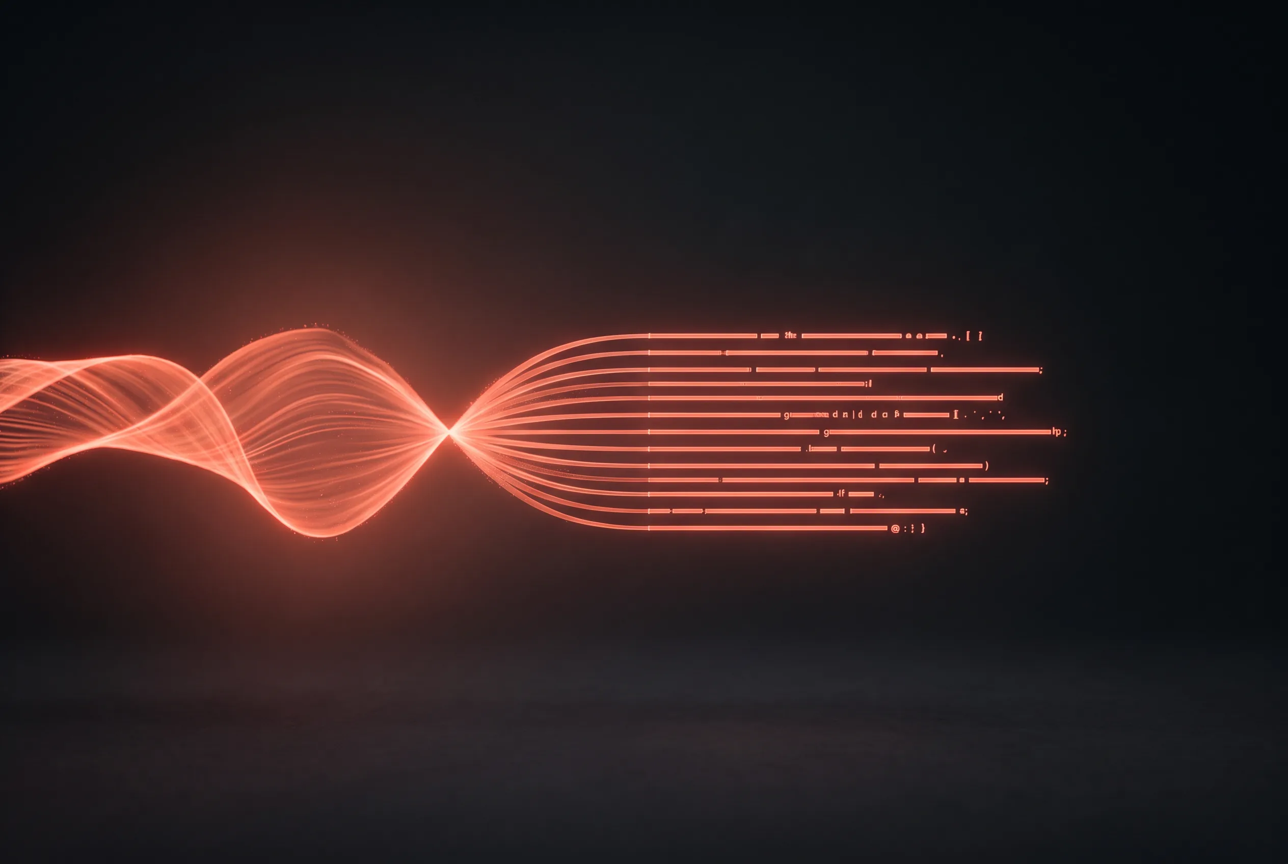 Illustration abstraite d’une onde corail transformée en lignes structurées.